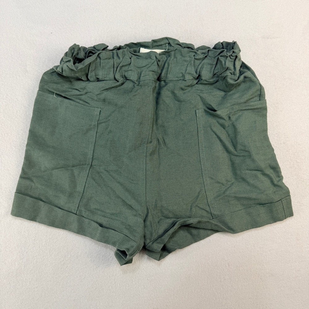 Wilfred Free Aritzia Olive Green Lyocell Linen Paperbag Shorts XS L Casual